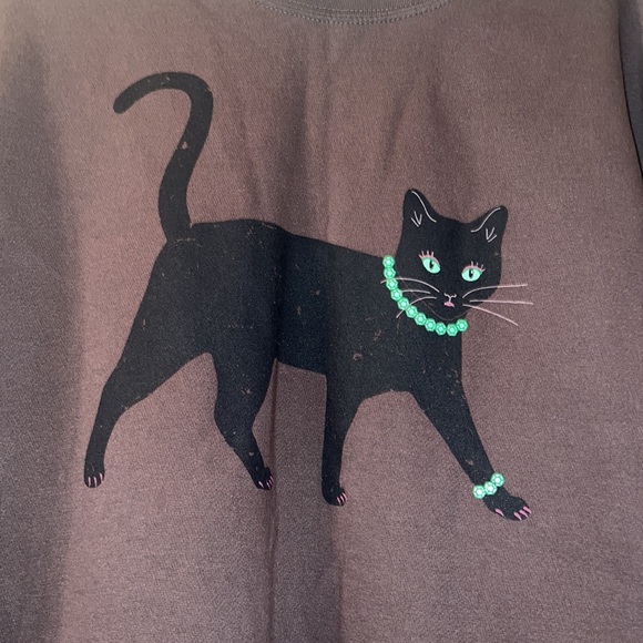 Living Fully Co. Mallory Ervin Halloween Black Cat Sweatshirt size XL Holiday - Picture 2 of 4